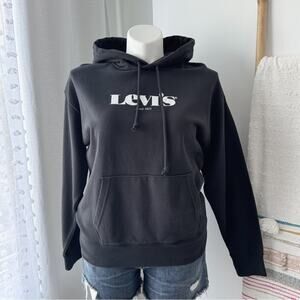 Levi’s Black Long Sleeves Kangaroo Pocket Pullover Hoodie Women’s Size Large